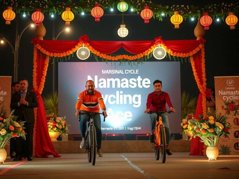 Namaste Cycling Ace festival event with Diwali decorations